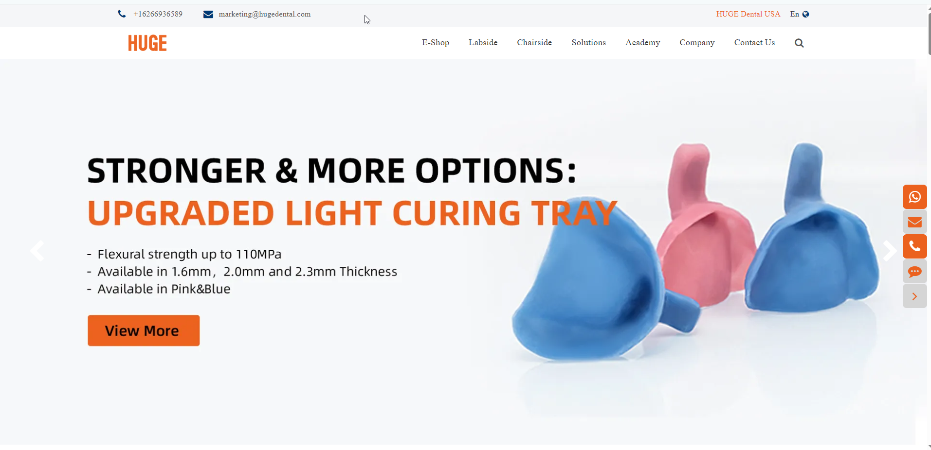Screenshot of the new HUGE Dental website homepage